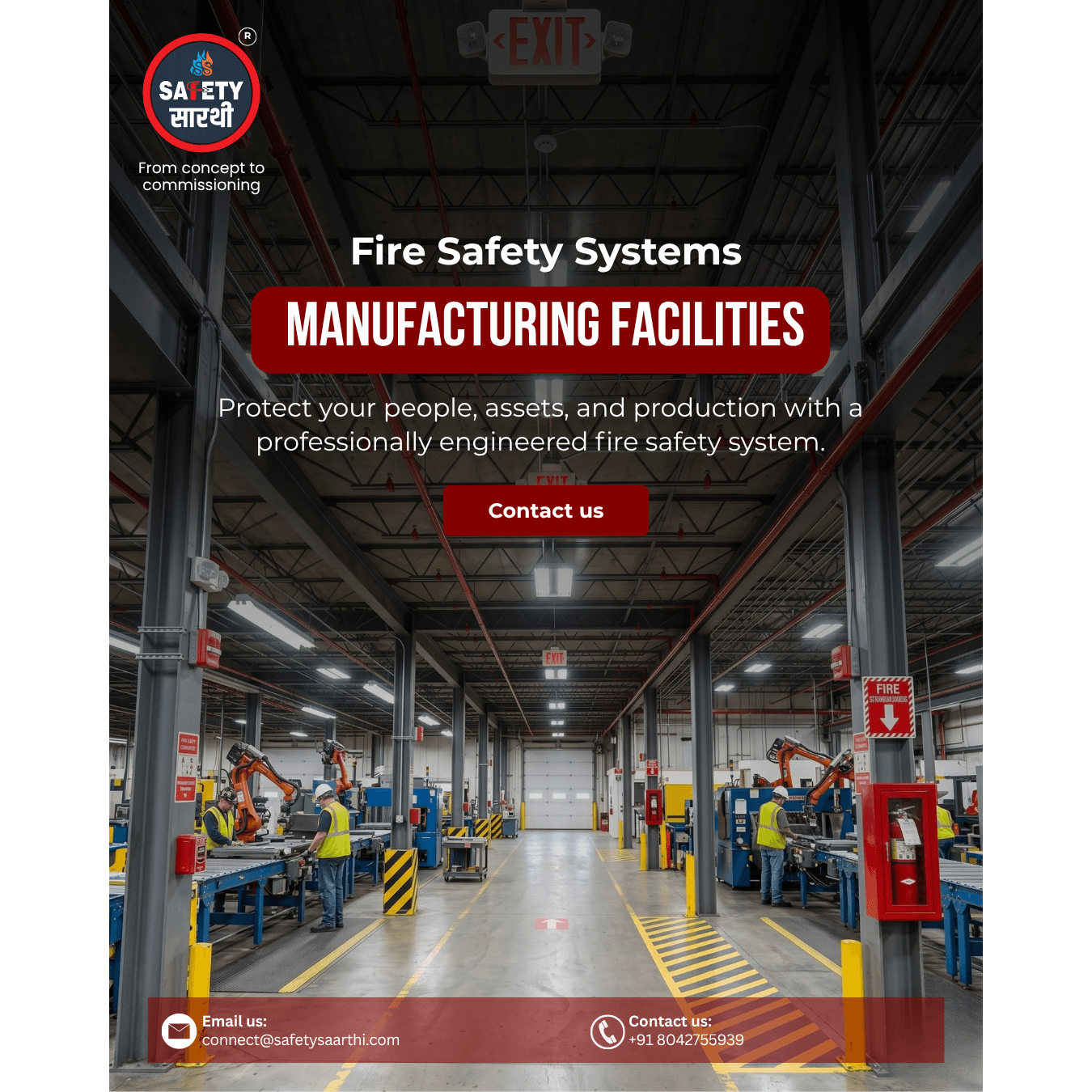 Fire safety system for manufacturing facilities